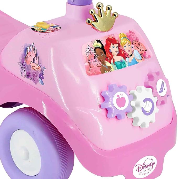 Disney Kiddieland Princess Lights & Sounds Toddler Ride On Foot-to-Floor Push Car with Interactive Dashboard Ages 12-36 Months Easy-Roll Wheels Safe Durable Construction