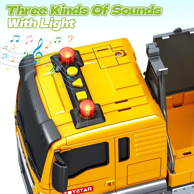 Bstoyder Kids Toys for 3 4 5 6 7 8 Years Old Boys, Large Excavator Truck Toy with Lights, Sounds, Toddler Friction Powered Truck Vehicle Toy for Boys Girls Christmas Birthday Gifts