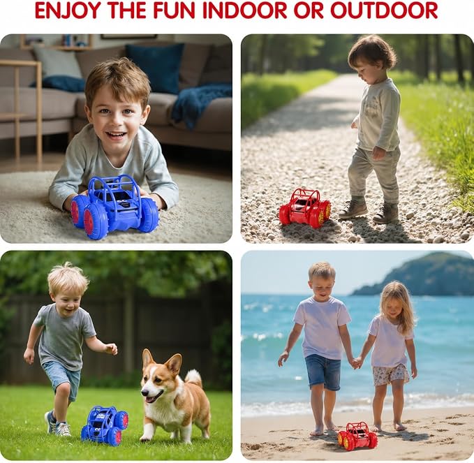 Remote Control Car, Fast Direct Charging RC Cars Amphibious 360° Rotating LED Rechargeable Stunt Car 2.4Ghz 4WD All Terrain RC Race Cars Toy Christmas Birthday Gift for Kids Boys Girls Aged 3-12 years