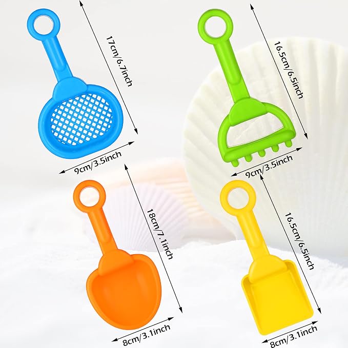 Skylety 8 Pieces Sand Shovels for Kids Colorful Plastic Rake Summer Beach Sand Sifter Shovel for Planting Digging Garden Tool Travel Beach Essentials