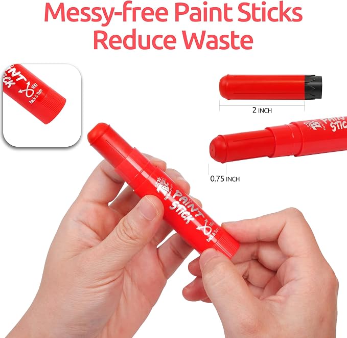 TBC The Best Crafts Paint Sticks, 12 Colors Pastel, Washable, Non-toxic, Tempera Paint Sticks for Kids and Students