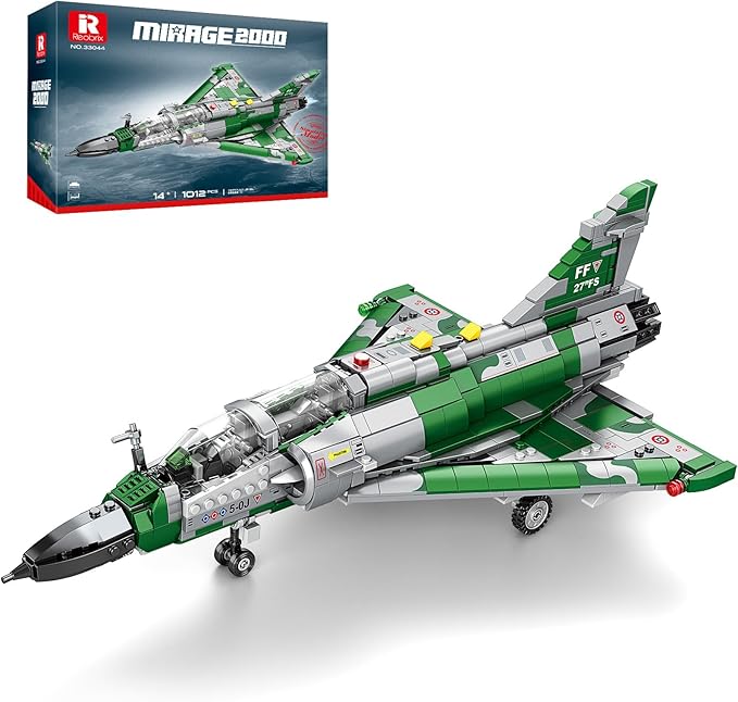 Reobrix Mirage 2000 Fighter Jet Building Kit for Adults and Teens, 1012 PCS Military Airplane Model Set, STEM Aircraft Toy with Openable Cockpit & Retractable Landing Gear, Display Collectible Gift