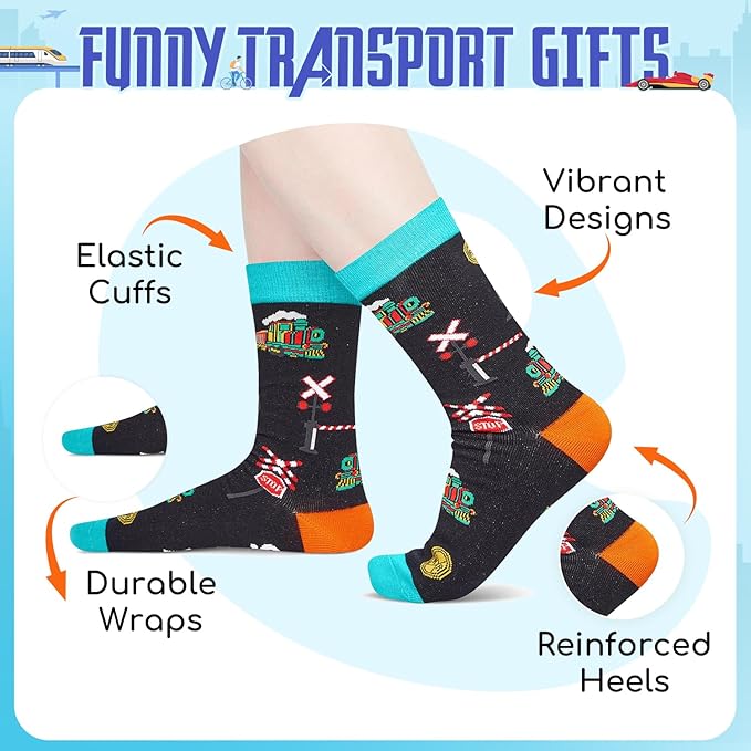 HAPPYPOP Train Gifts for Boys - Train Socks for Trains Lovers, Railroad Gifts for Kids