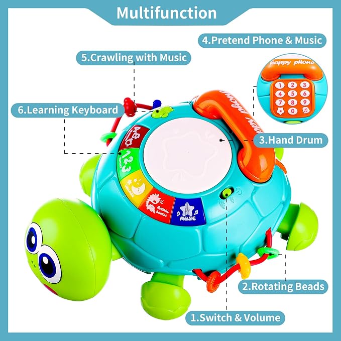Baby Toys 6 to 12 Months Crawling Turtle Musical Infant Toy for 12 Months Old Light Up Tummy Time Toys Early Eduactional Learning Montessori Toy for 8 9 10 Month Baby Boy Girl Toddler