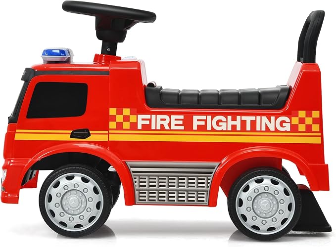 HONEY JOY Ride On Push Car, Licensed Mercedes Benz Push Cars for Toddlers w/Horn, Music, Lights, Under Seat Storage, Foot-to-Floor Ride On Fire Truck Toy for Kids Boys Girls 1-3, Red