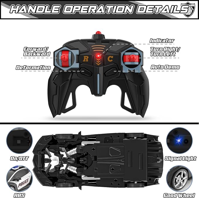 BLUEJAY Transform Rc Cars for Boys 4-7 8-12, 2.4Ghz Remote Control Car 1:18 Scale Transforming Robot, One-Button Deformation 360° Rotation Car Toy Gifts for Boys 3-5