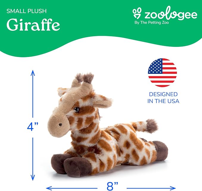 The Petting Zoo Giraffe Stuffed Animal Plushie, Gifts for Kids, Scoopz Wildlife Animals, Giraffe Plush Toy, 8 inches