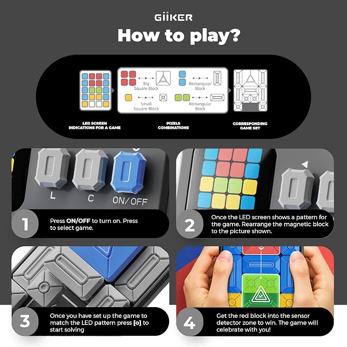 GiiKER Super Slide Puzzle Games, Original 500+ Challenges Brain Teaser Puzzle, Toys for Kids Teens, Travel Games Birthday Gifts STEM Toys for Ages 6+ Boys Girls, Activities for Road Trips