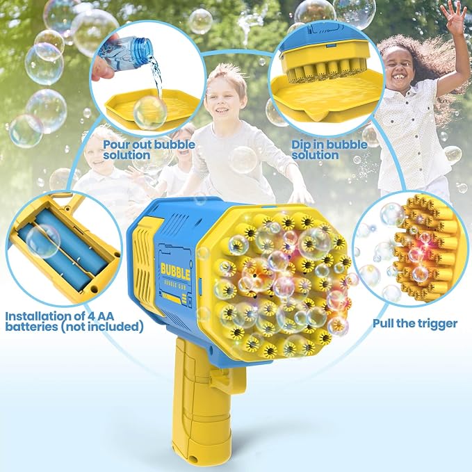 Bubble Gun 2 Pack - Bubble Machine for Toddlers, Toys for Kids 3 4 5 6 7 8 Years Old, Bubbles Maker Blower, Toy for Boys Girls Outdoor Indoor Birthday Wedding Party, Gifts for Ages 4-8