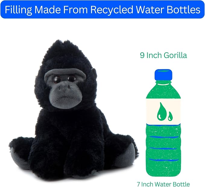 The Petting Zoo Gorilla Stuffed Animal, Gifts for Kids, Wild Onez Zoo Animals, Gorilla Plush Toy 9 inches