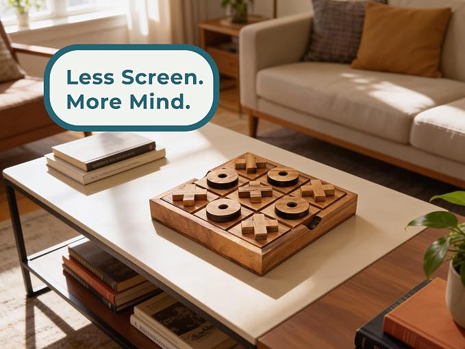 BSIRI Extra Large Tic Tac Toe Board Games - Ideal for Games, Family Games and Game Night for Adults, Farmhouse Decor for Coffee Table Decor, Unique Gifts for All Occasions (8.6 Inch)