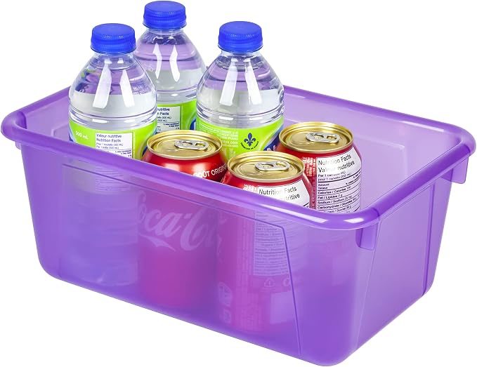 Storex Small Cubby Bins – Plastic Storage Containers for Classroom, 12.2 x 7.8 x 5.1 inches, Candy Violet, 5-Pack (62478A05C)