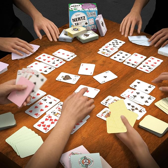 Regal Games Nertz & Solitaire Playing Cards, 12 Multi-Colored Poker Decks 2.5" x 3.5", 310 GSM Linen Finish, Durable Casino Quality for Poker, Blackjack, Rummy & Family Game Night for Kids & Adults