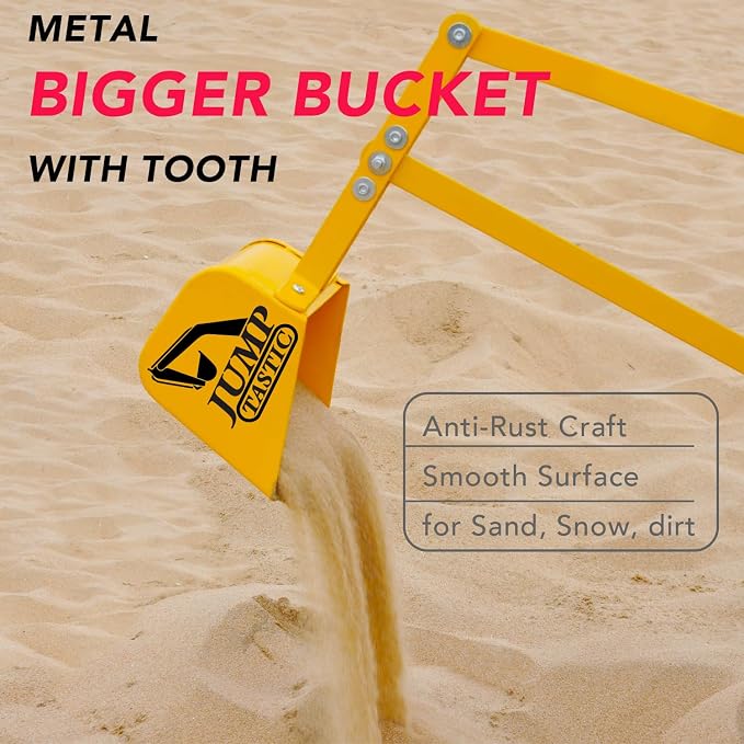 Sand Digger Sandbox Digger Toy, 360°Rotating Base, Sturdy Stable Steel Frame Structure-Metal Bucket, Kids Digger Excavator Digging Toys Excavator Ride on Beach Toys, Ideal for Sand Sandbox Beach Snow