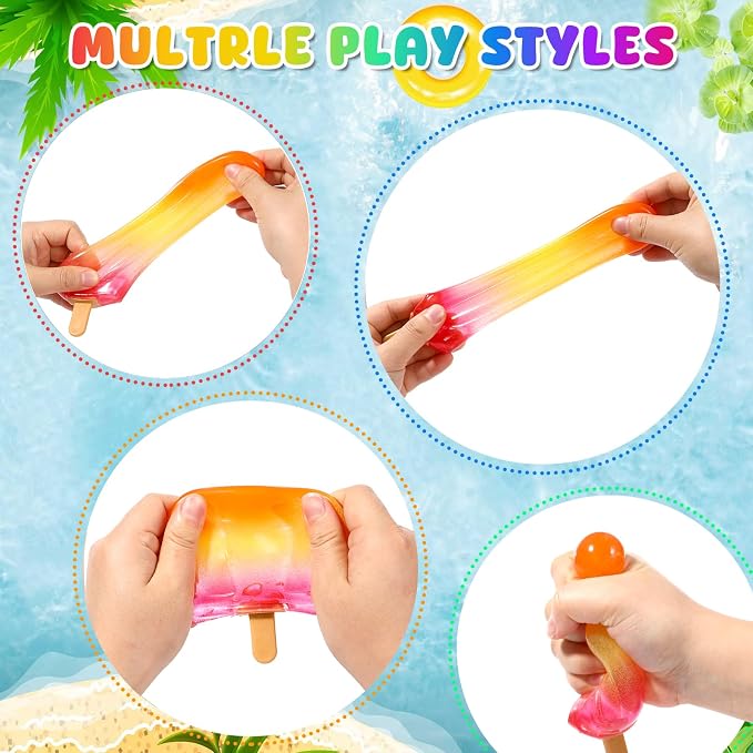 Malt Sugar Popsicle Squishy, Ice Cream Squishies Slow Rising Sensory Fidget Travel Toys for Adults, Kids, and Teens – Summer Classroom Prize (Orange red)