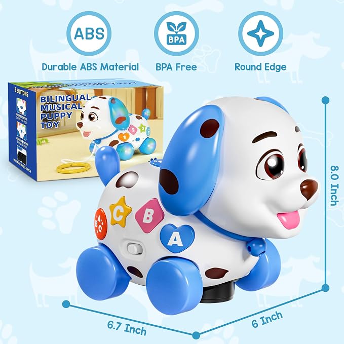Musical Toys for 1 Year Old Boy Gifts, Baby Toys 6-12-18 Months, Learning Puppy Toy for 1 Year Old Boy Gifts, Bilingual Educational with Music Light, 1st Birthday Gift for Boy Girl, Toddlers