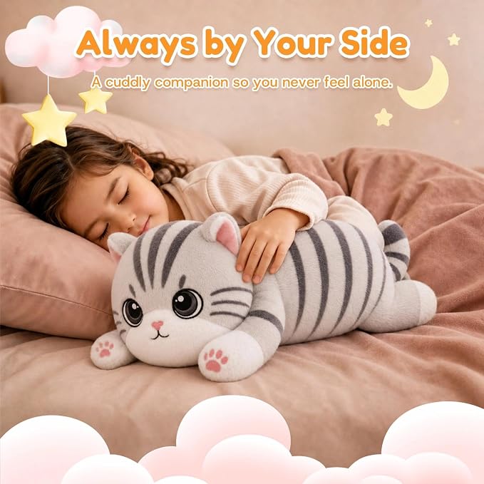 Tabby Cat Weighted Stuffed Animal, Soft Plush Toy Gift(10.6 Inch, 0.7 Lbs)
