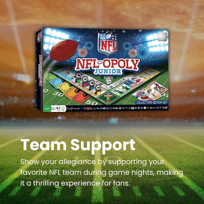 MasterPieces Kids & Family Board Games - NFL Opoly Jr. - Officially Licensed Board Games for Kids, & Family