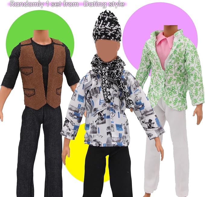 ZTWEDEN 12 Inch Boy Doll Clothes with Leather Jackets Suit Shirts Sweatshirts Shorts Pants T-Shirts for Girls and Boys Xmas Gift (Randomly 6 Sets, 12 Pieces )