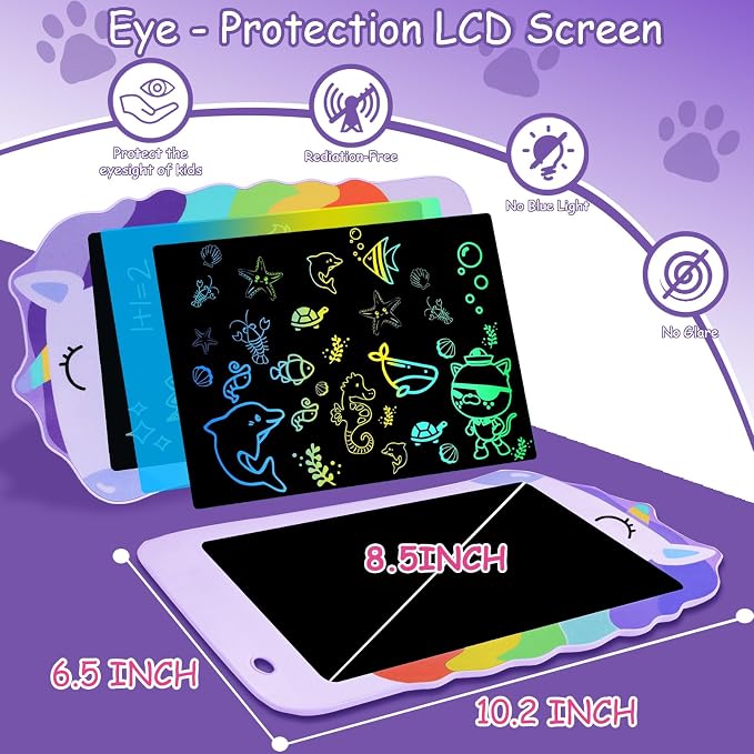 LCD Writing Tablet, Unicorn Drawing Pad Doodle Board, Colorful Toddlers Toys Drawing Board, Educational Toys for Boys Girls 3 4 5 6 7 8 Year Old Christmas and Birthday Gifts