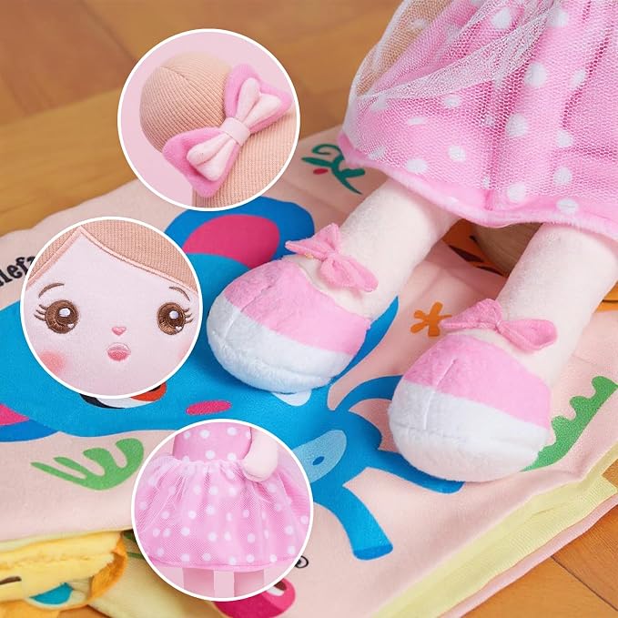 OUOZZZ 12.6" Soft Baby Doll - Toys for 1 Year Old Girl Gifts, Birthday Gifts for 1 Year Old Girl Plush Toys Gift for Toddler Kids Pink Dress