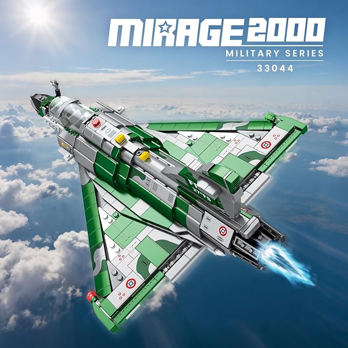 Reobrix Mirage 2000 Fighter Jet Building Kit for Adults and Teens, 1012 PCS Military Airplane Model Set, STEM Aircraft Toy with Openable Cockpit & Retractable Landing Gear, Display Collectible Gift