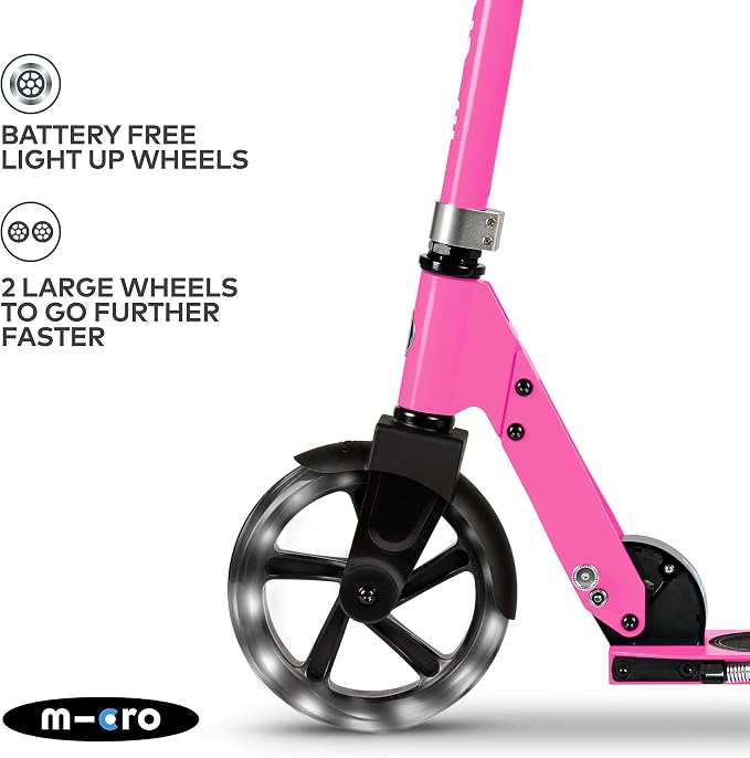 Micro Kickboard | Cruiser LED Kids Scooter for Ages 6–12 | 2 Wheel | Foldable with Kickstand | Adjustable Handlebar | Motion-Activated PU LED Wheels | Swiss Design