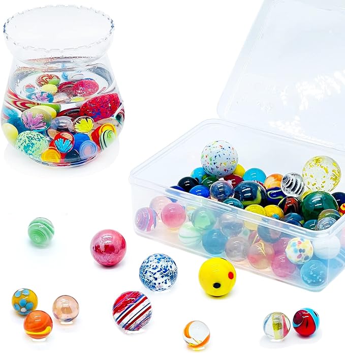 Miutrue 100 Assorted Marbles Bulk Cheap for Kids Ages 4-8-12 Play Marbles Physical Therapy Glow in The Dark Glass Marbles
