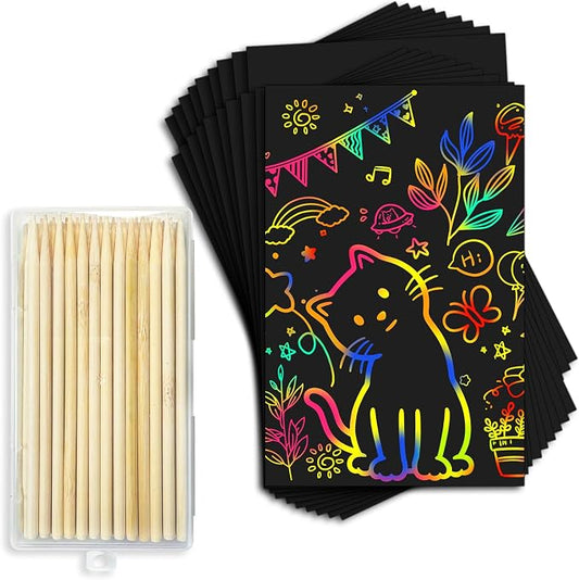 Cityrosy Rainbow Scratch Art Paper for Kids Crafts 80 Papers and 40 Stylus pens 3-12 Years Old Girls Boys