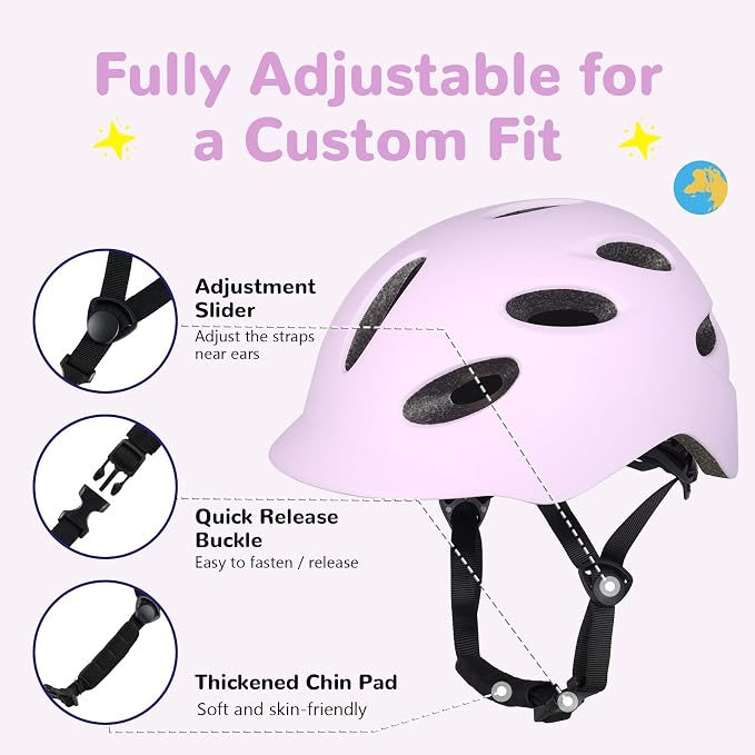 Kids/Youth Bike Helmet for Boys Girls and Teens, Adjustable and Multi-Sport for Bicycle, Kick Scooter, Skateboard, Roller/Inline Skate