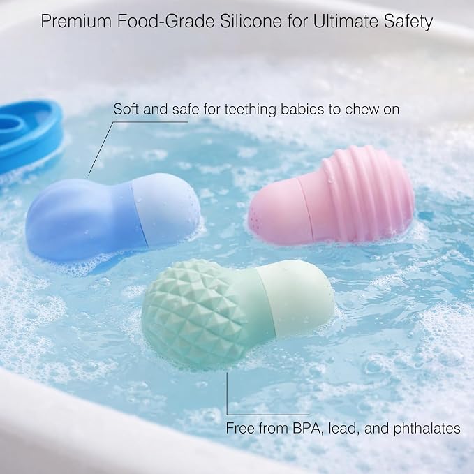Sensory Squeezing Water Bath Toys for Toddlers,3PCS Bath Tub Pool Floating Toys for Babies Kids 1-3，Textured Fidget Toys Stocking Stuffers Gifts for Boy Girl 18+ Months