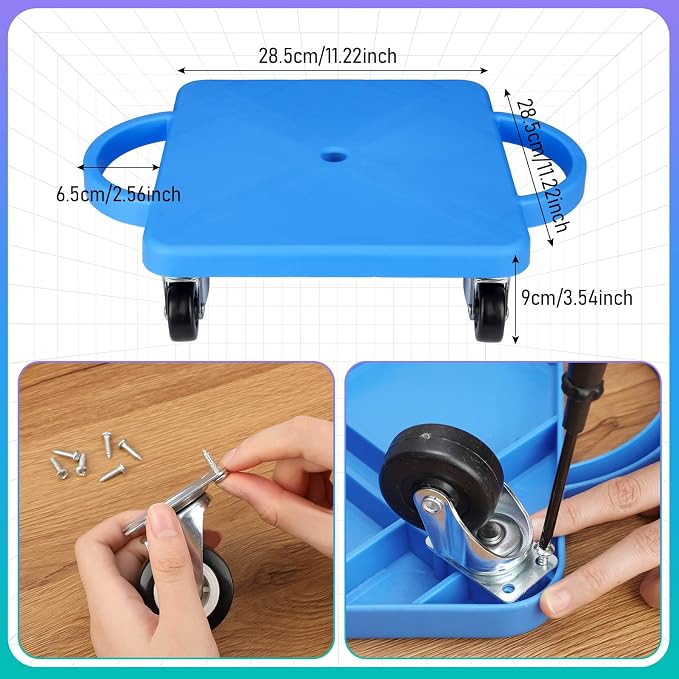 6 Pieces Sports Scooter Board Bulk Sitting Scooter Board with Handles Plastic Casters Sport Flat Scooter for Kids Children Gym Indoor Outdoor Activities Play Equipment(Bright Color)