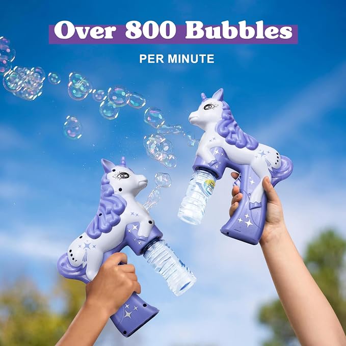 Purple Unicorn Bubble Gun for Kids – Automatic Bubble Machine Blower Toy | Cute Bubble Blaster for Toddlers, Boys & Girls | Outdoor Play, Birthday Party & Summer Fun