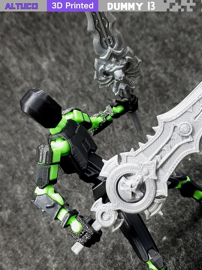 altuco Titan 13 Action Figure Set for Kids,T13 Action Figure with Multiple Accessories,3D Printed Dummy Robot 13 Desktop Decorative Toy for Boys (Black-Green)
