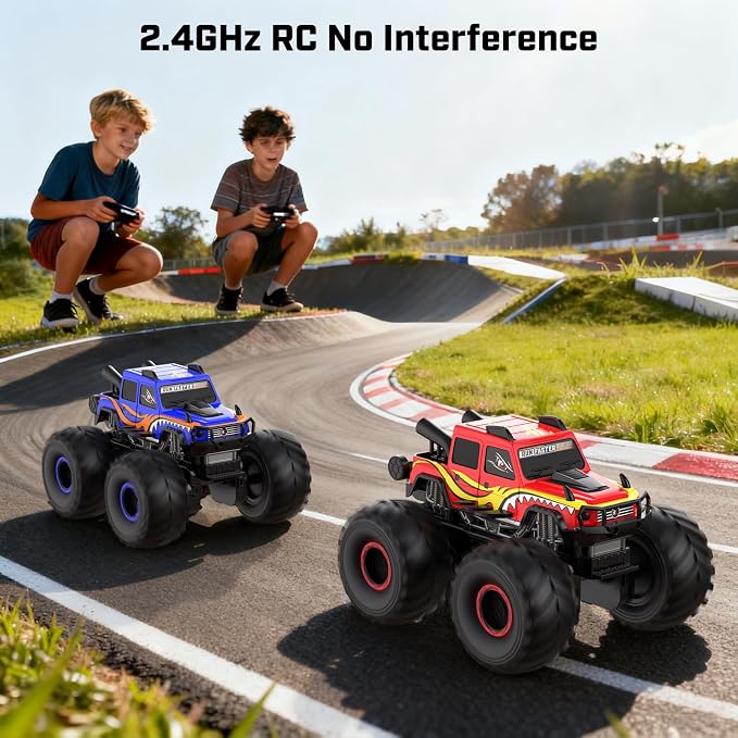 WayEee Remote Control Car Toys for Kids 6+, RC Car Waterproof Monster Truck Toys, Amphibious 4X4 Pickup, All Terrain Off-Road Vehicles, 2.4GHz Remote Control, 1/18 Scale RC Truck Boys Gifts/Blue