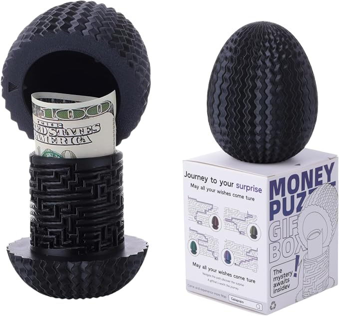 Maze Egg Money Puzzle Gift Box: Available in 4 Unique Internal Designs - Secret Cash Holder & Surprise Gift Container for Easter, Birthday, Wedding - Fun Brain Teaser Toy for Kids & Adults