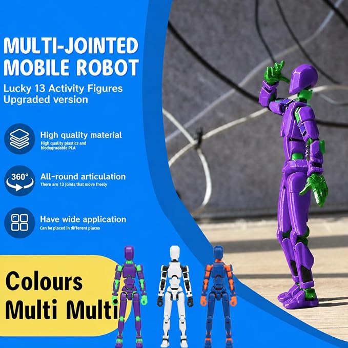 13 Action Figure Set, 6PCS T-Robot 13 Action Figure Titan 13 3D Printed Toys Articulated, for Modeling Enthusiasts Etc Birthday Gifts & Children's Day Gift for Kids 5-8 Years Old（Assembly Required）