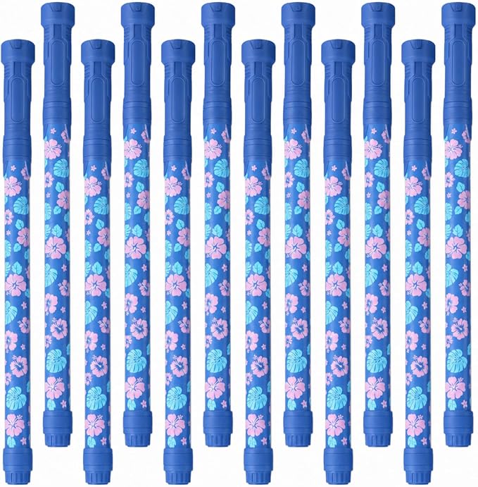 Halloscume 12 Pack Hawaii Water Blaster 15.75 in Pink Blue Cartoon Hawaiian Water Shooter Blasters Gun Luau Aloha Party Favors for Kids Summer Outdoor Swimming Pool Backyard Beach Summer Games