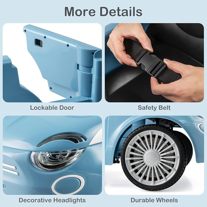 Licensed Fiat 500 Ride on Push Car by INFANS, 3 in 1 Baby Stroller Sliding Walking Car with Retractable Footrest, Parent Control Handle, Horn, Foot-to-Floor Toys for Kids Toddlers 18 Month+ (Blue)