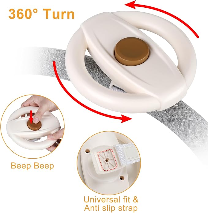 Accmor Stroller Steering Wheel Toy, Simulated Steering Wheel for Stroller Shopping Carts Cart Universal Detachable Pretend Driving Funny Toy Attachment