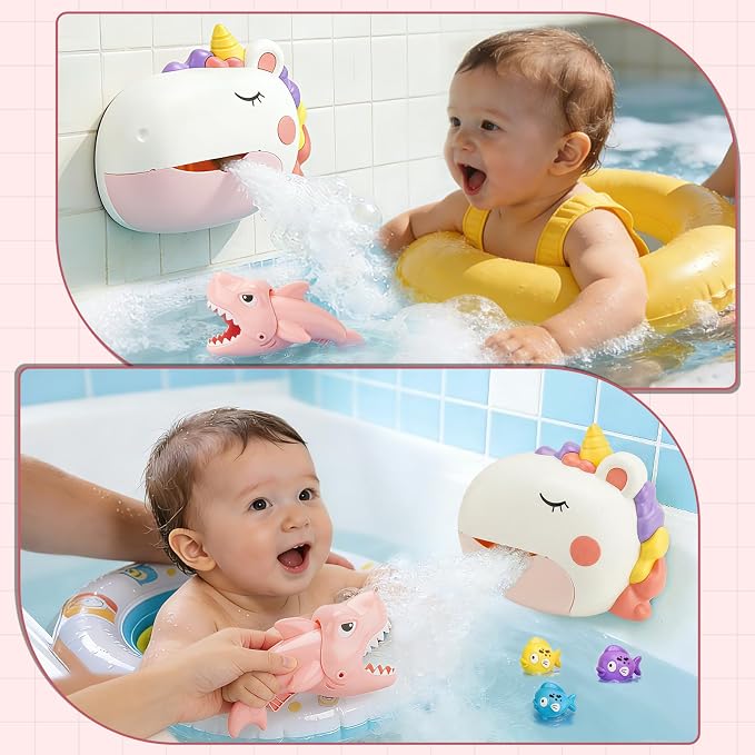 Baby Bath Toys Bubble Machine for Toddlers 1-3 Toddler Fountain Bathtub Pool Water Table Toys Shark Bath Toy 6-12-18 Months Baby Bath Toy for Girls