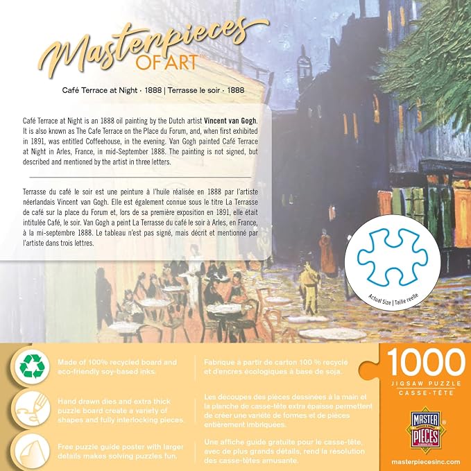 MasterPieces 1000 Piece Jigsaw Puzzle for Adults, Family, Or Youth - Café Terrace at Night - 19.25"x26.75"