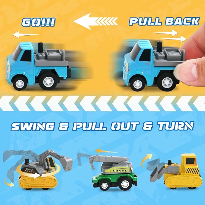 Fajiabao 18 PCS Toy Cars for Toddlers Mini Pull Back Cars Trucks Pinata Stuffers for Kids Party Favors for Kids 3-5 Classroom Prizes Basket Bulk & Goodie Bag & Treasure Box for 2 3 4 5 6 Boys Girls