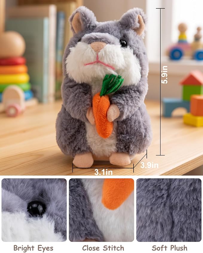 Ayeboovi Talking Hamster Repeats What You Say, Interactive Fun Autism Toys for Ages 3-6 Boys Girls Kids Toddler