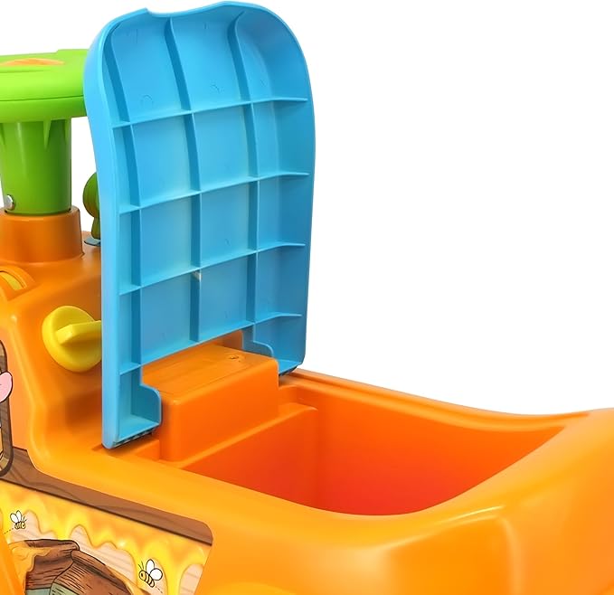 Kiddieland Winnie the Pooh Honey Van Ride-On with Lights & Sounds, Foot-to-Floor Push Car, Interactive Dashboard, Under-Seat Storage, for Toddlers 12–36 Months