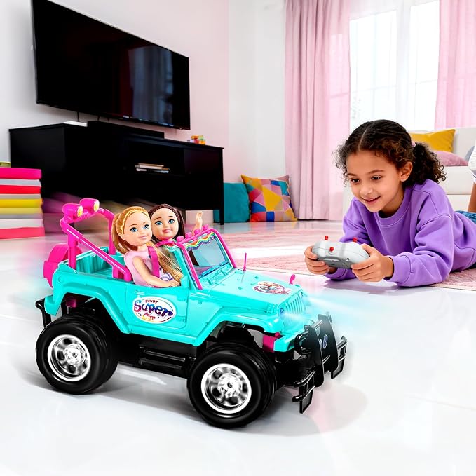 ULOVEME RC Cars - Remote Control Car with 5.5" Doll for Girls, 2.4GHz Je ep RC Cars - Simple Control Toy Cars for Kids (Blue)