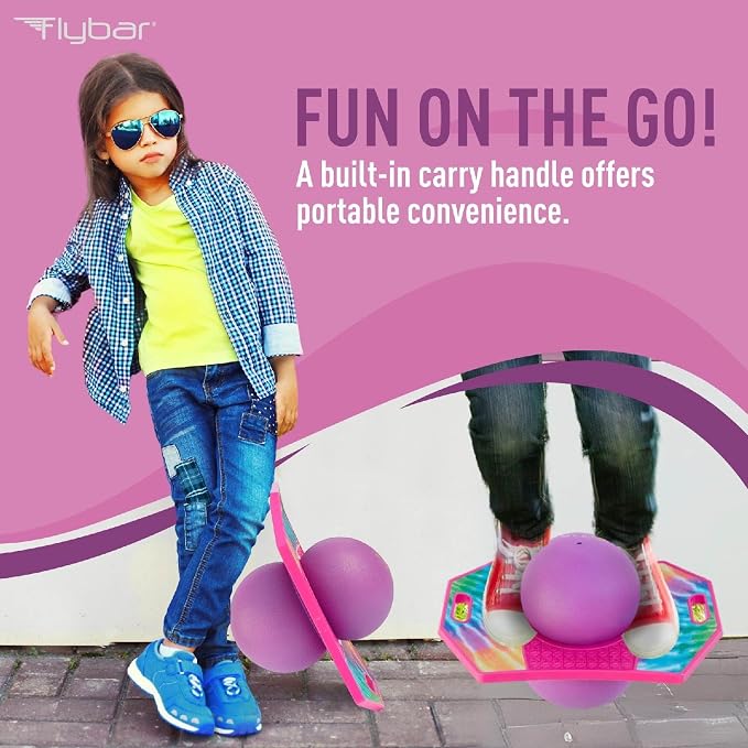 Flybar LED Pogo Trick Ball for Kids Balance Bounce Board w/Anti-Slip Deck