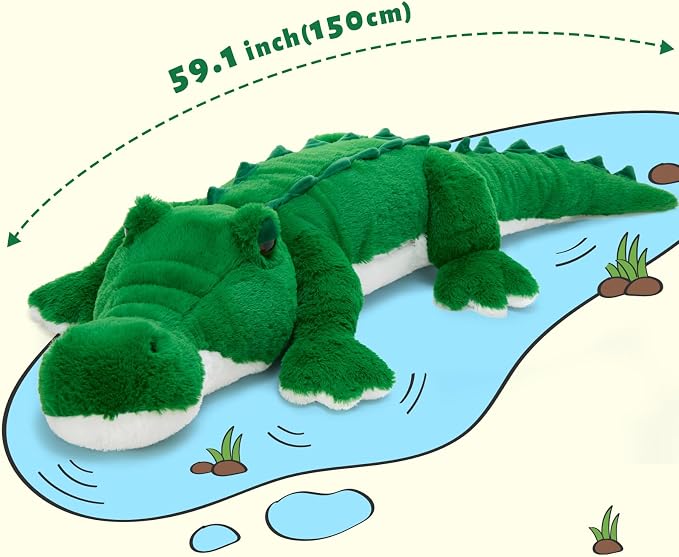 MorisMos Giant Alligator Stuffed Animal, 59" Soft Jumbo Crocodile Plush Toy for Kids, Giant Stuffed Crocodile Large Stuffed Alligator Pillow for Boys Girls Birthday