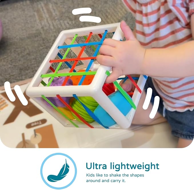 LiKee Montessori Toys for 1 Year Old Multi Sensory Shapes, Toddler Developmental Learning Birthday Gifts, Baby Toys 12+ Months (Activity Cube)