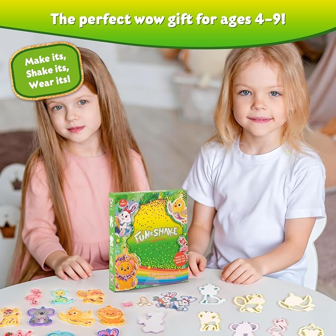 BoxNoble Shake-its Glitter Craft Kits, DIY Art Kit for Kids - Fun Shake Art Supplies, Creative Arts and Crafts Activity Gifts for Girls & Boys Ages 4 5 6 7 8 9 (Animals Friends)